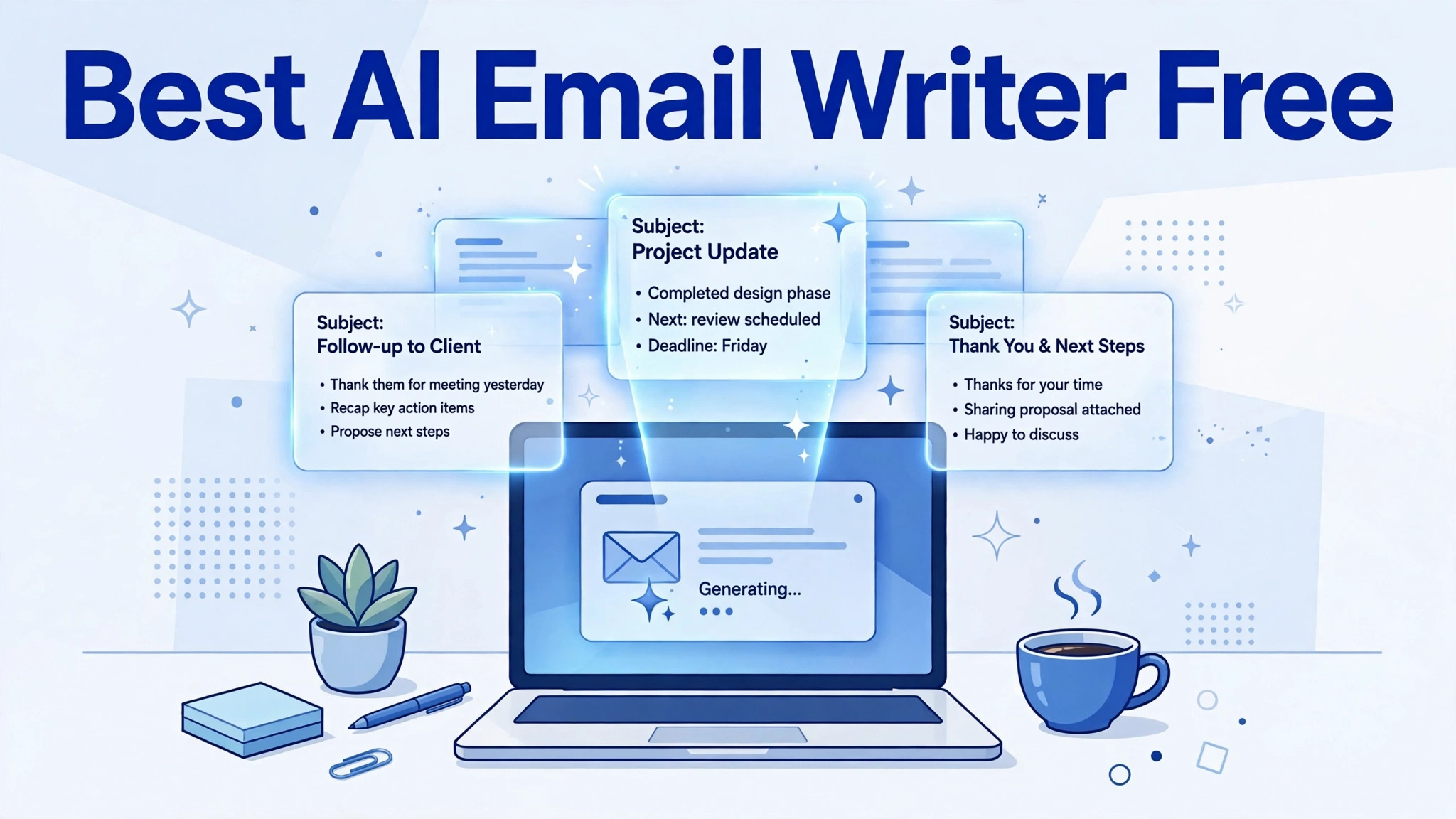 Best AI email writer free — laptop with AI-generated email drafts
