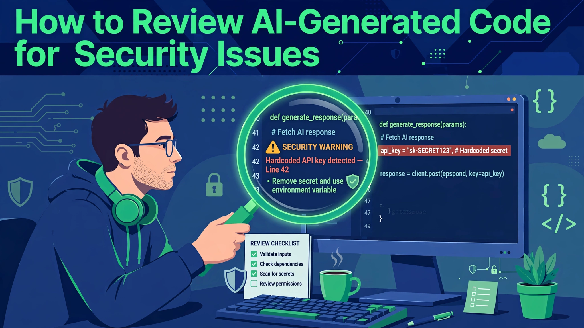 Review AI-generated code for security issues